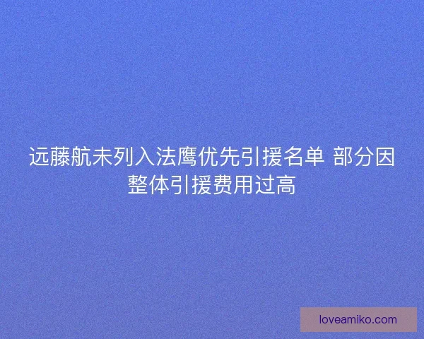 远藤航未列入法鹰优先引援名单 部分因整体引援费用过高